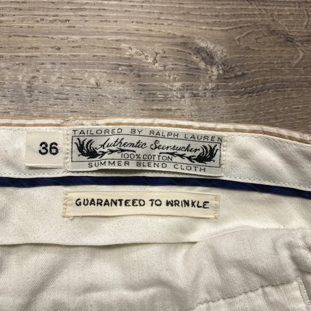 Polo‎ Ralph Lauren Shorts Mens 36 Tan Seersucker Striped Cotton Summer Casual